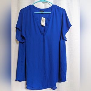 Torrid blue short sleeve Georgette blouse 2X